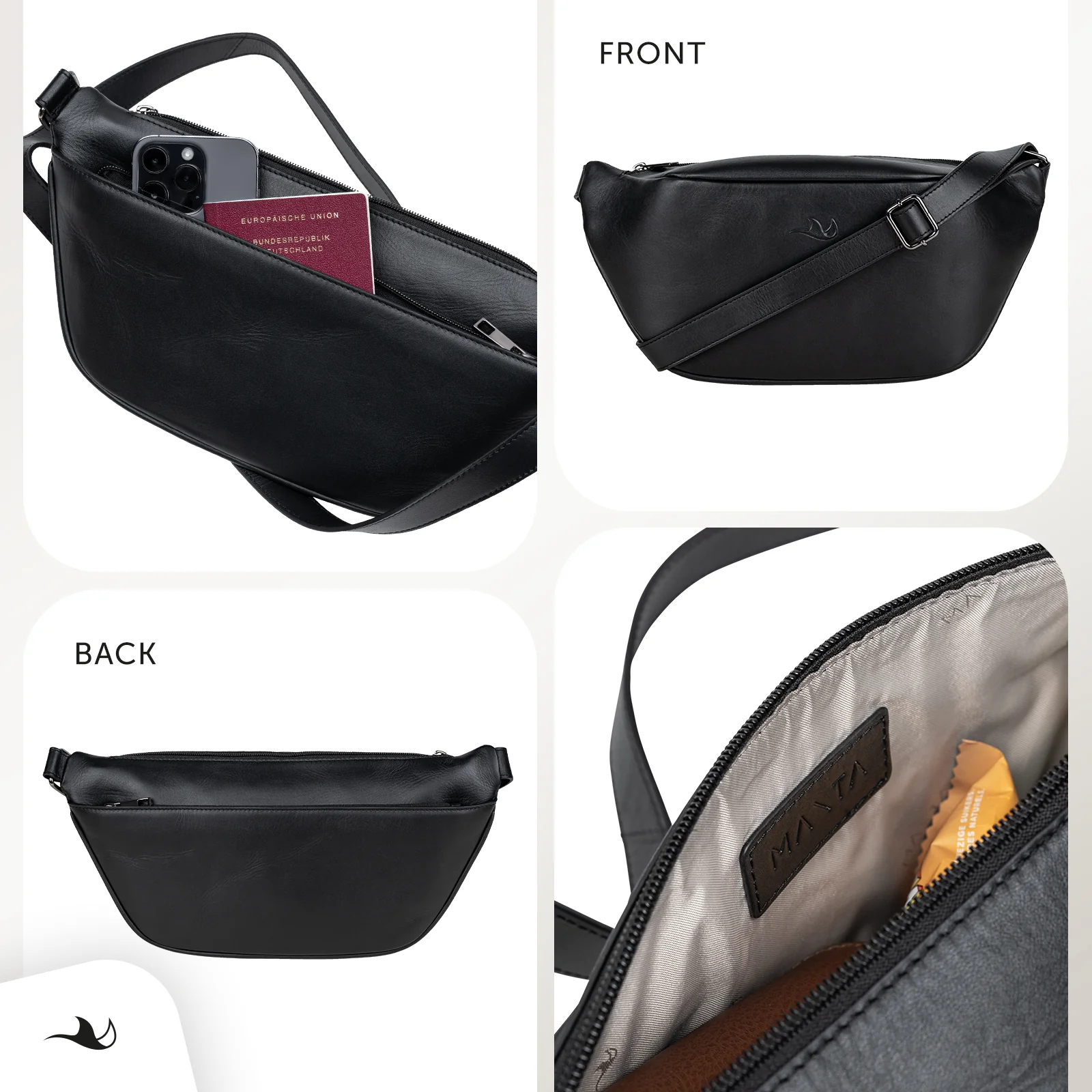 MANTA Echtleder Belt Bag - Bauchtasche zum Umhängen - Image 4