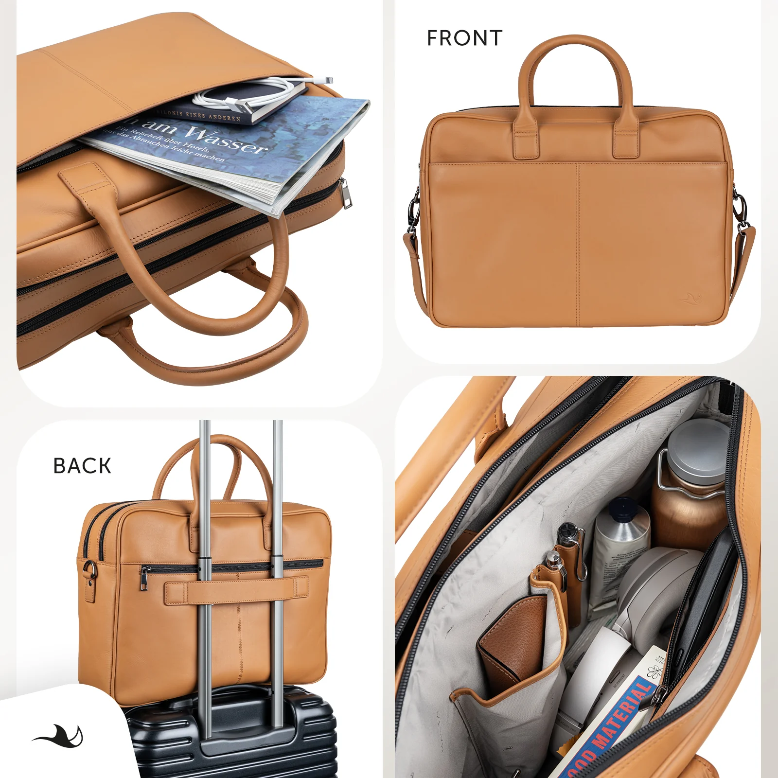MANTA Echtleder Business Tasche mit 16-Zoll Laptopfach - Image 12