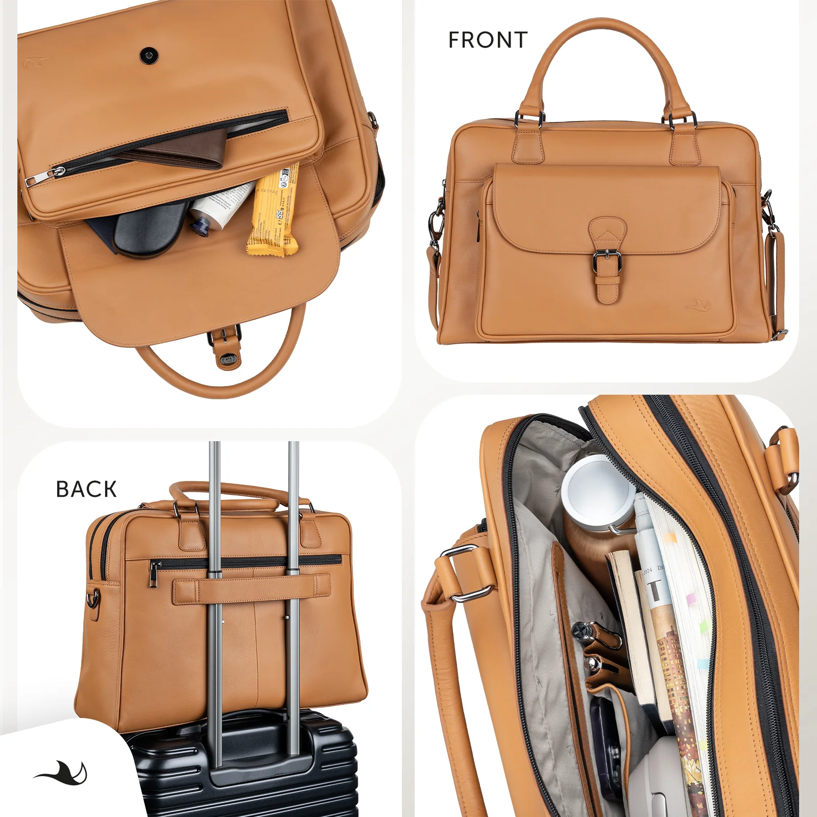 MANTA Echtleder Business Tasche mit Fronttasche & 16-Zoll Laptopfach - Image 12