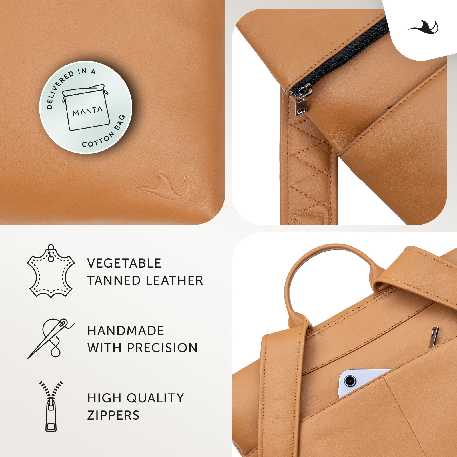MANTA Echtleder Flap Backpack mit 16-Zoll Laptopfach - Image 11