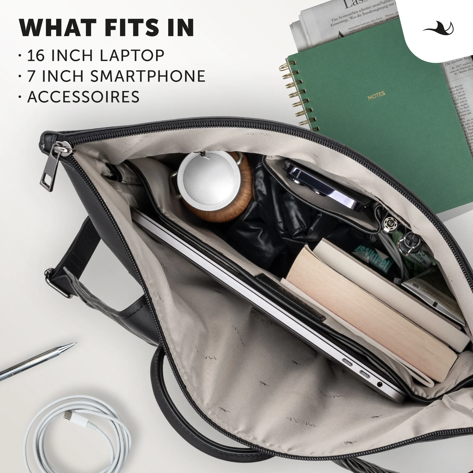 MANTA Echtleder Flap Backpack mit 16-Zoll Laptopfach - Image 3