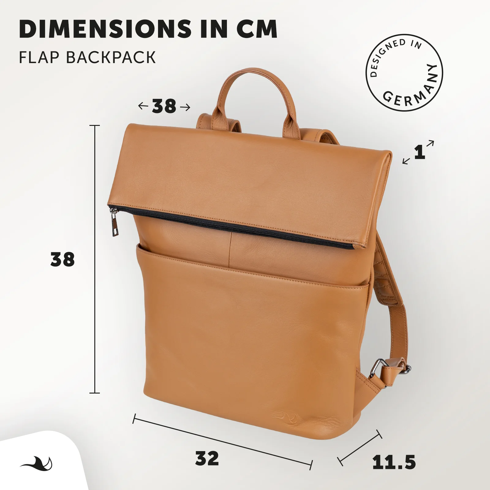 MANTA Echtleder Flap Backpack mit 16-Zoll Laptopfach - Image 8