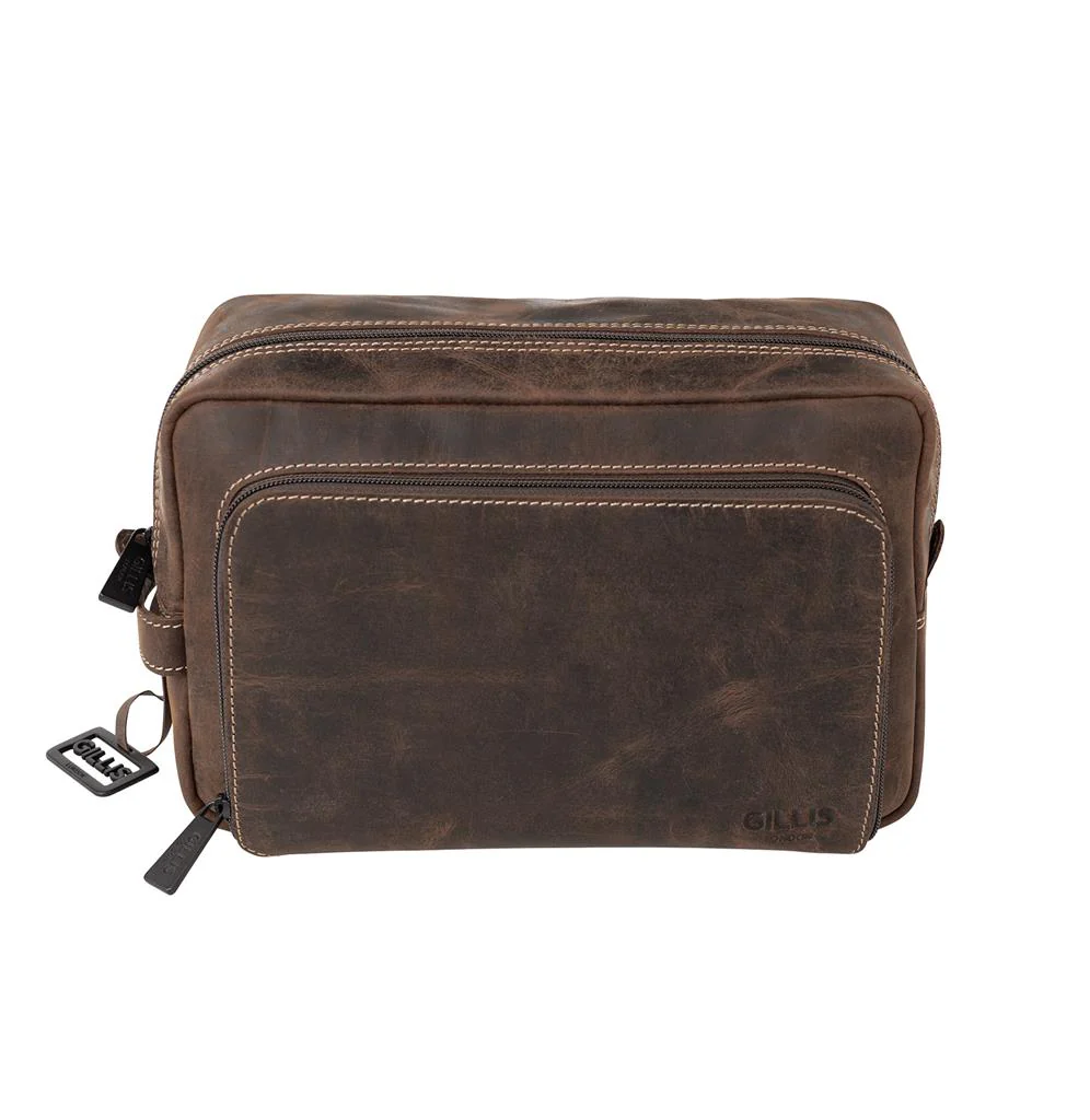 Leder Kulturbeutel Wellington vintage braun