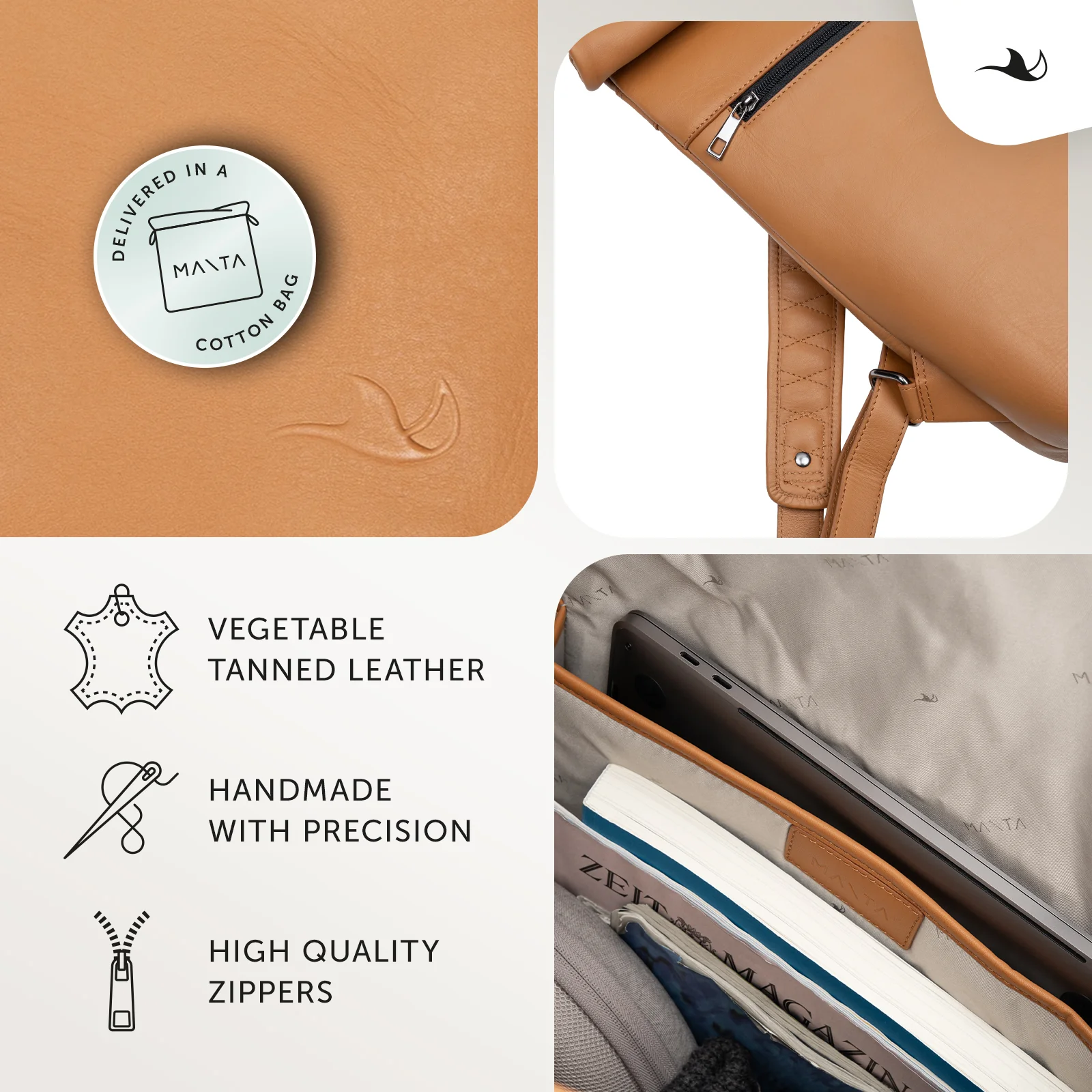 MANTA Echtleder Rolltop Rucksack mit 16-Zoll Laptopfach - Image 23