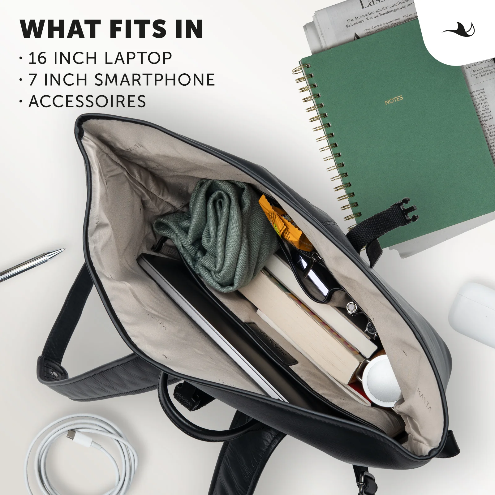 MANTA Echtleder Rolltop Rucksack mit 16-Zoll Laptopfach - Image 3