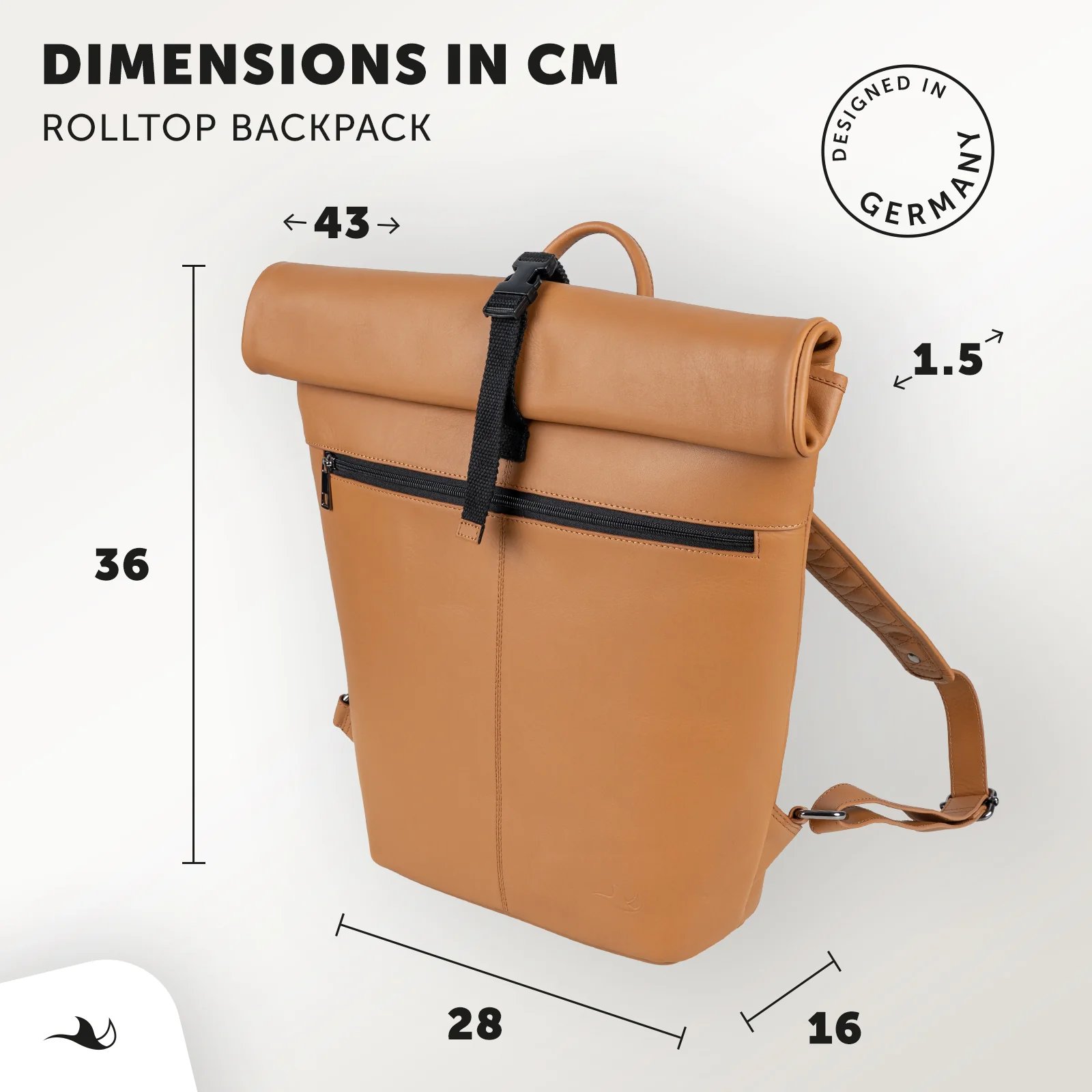 MANTA Echtleder Rolltop Rucksack mit 16-Zoll Laptopfach - Image 8