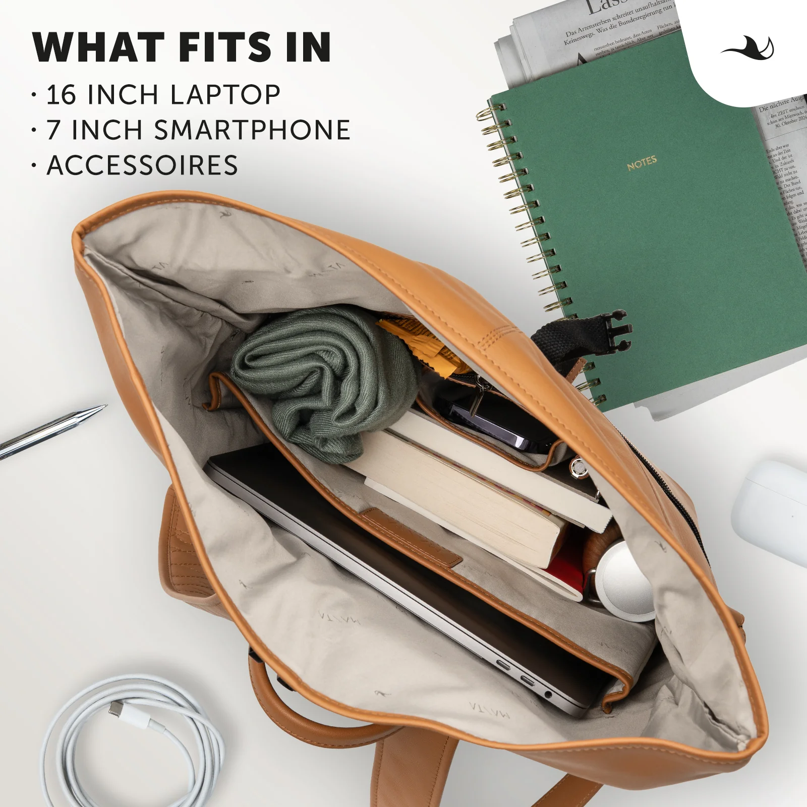 MANTA Echtleder Rolltop Rucksack mit 16-Zoll Laptopfach - Image 9