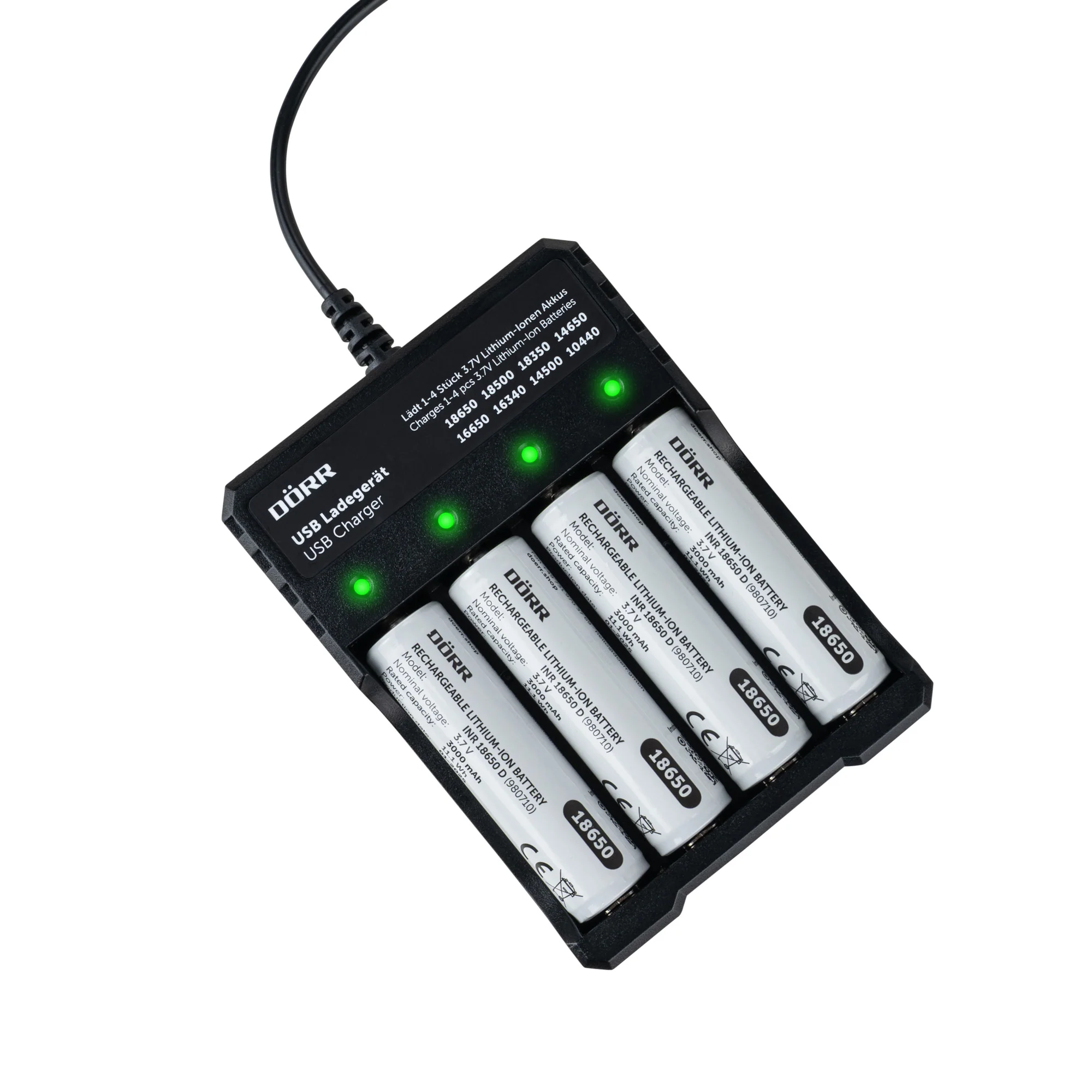 USB-Ladegerät für Li-Ionen Akkus 18650 4-Ladeslots - Image 3