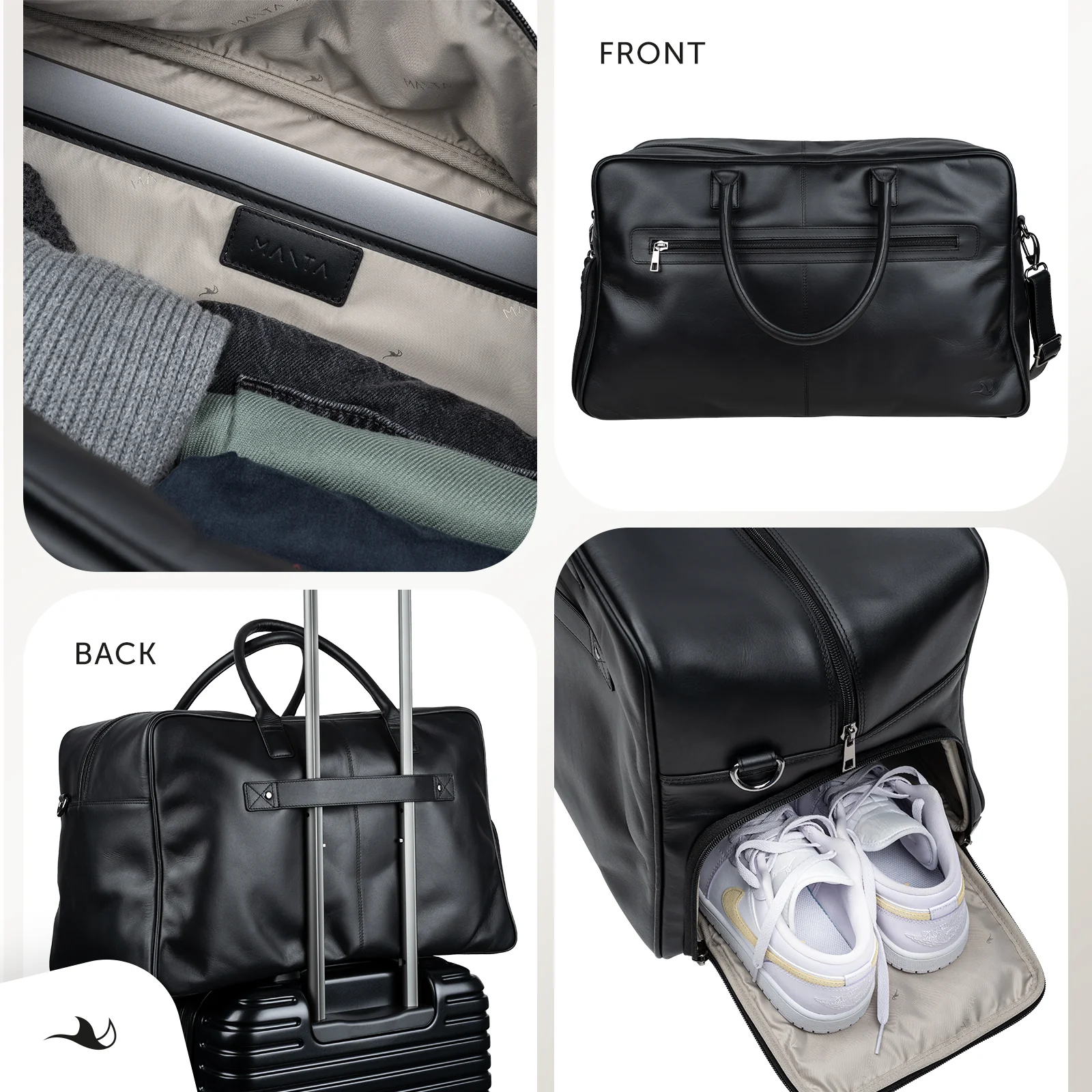 MANTA Echtleder Weekender mit Schuhfach & 16-Zoll Laptopfach - Image 5