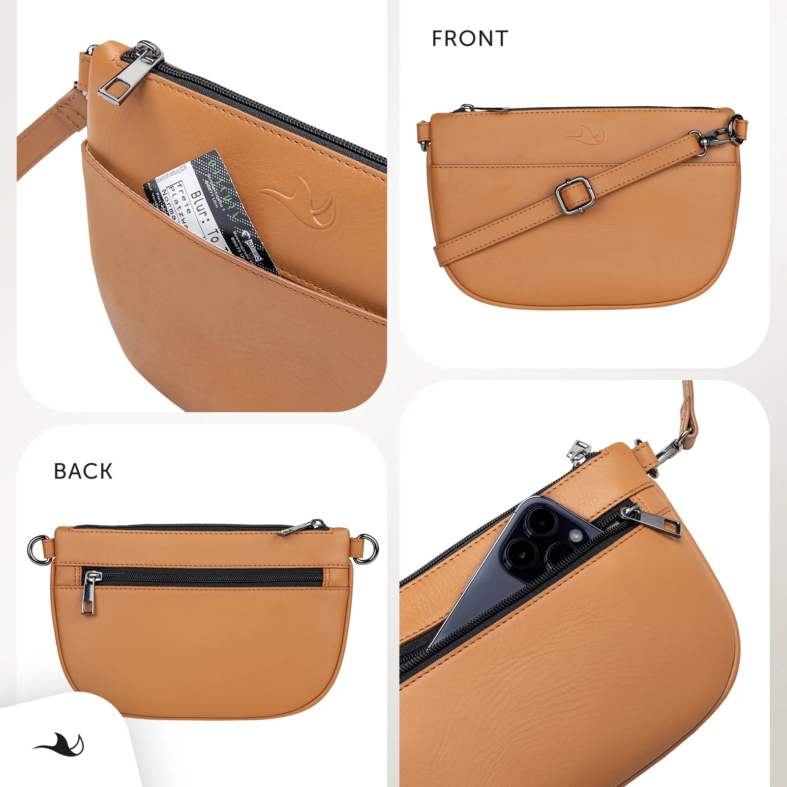 MANTA Echtleder Crossbody Bag - lässige Umhängetasche & Clutch - Image 13