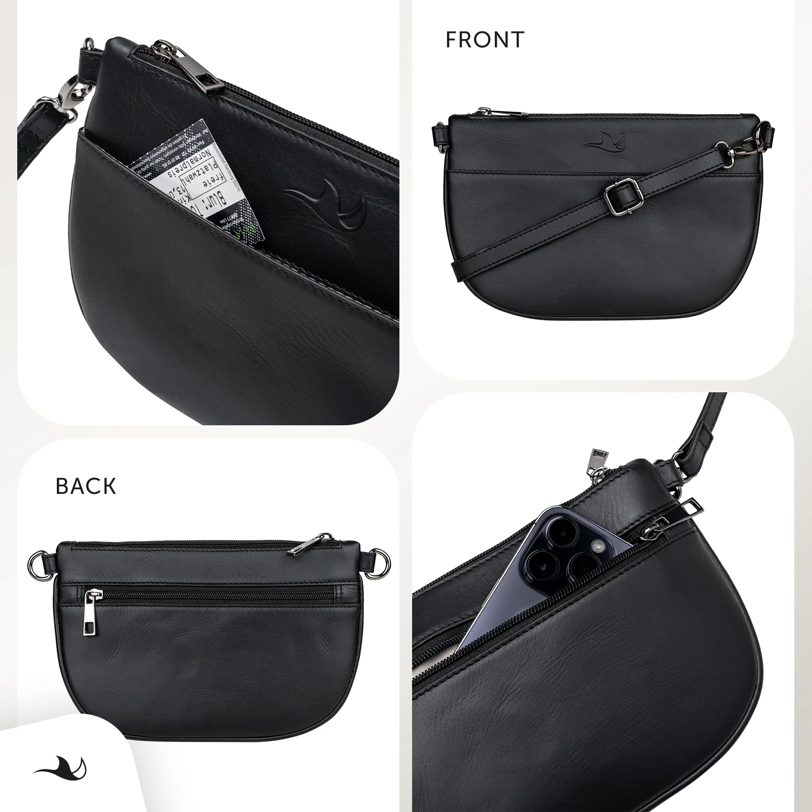 MANTA Echtleder Crossbody Bag - lässige Umhängetasche & Clutch - Image 5